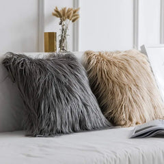 45cm Faux Sheep Fur Cushion Cover Washable Soft Square Pillowcase Furry Plain Fluffy Faux Fur