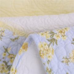 100% Cotton Yellow Daisy Quilt 3pcs Embroidered Quilted Quilt Pillowcase Free Shipping