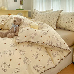 Fresh Botanical Floral Bedding Set for Kids and Adults, Leaves, Flower Duvet Cover, Pillowcases, Soft Washed Cotton, Home Textil