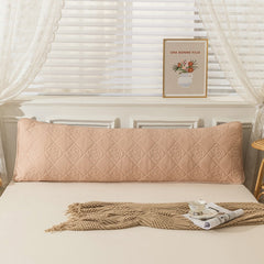 Class A Soybean Cotton Fiber Quilted Long Pillowcase,Skin-friendly,Hygroscopic Soft,Washed Cotton Linen Fabric,Solid Color