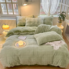 Rabbit Plush Bedding Sets Milk Velvet Warm Four Piece Set Thicken Quilt Cover Bed Linen Pillowcase King Bedroom Decor