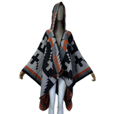 Pre Order : Hooded Midi Boho Poncho Cardigan - WINI
