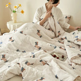 Summer Quilt Class A Knitted Aerobic Cotton Printed Soybean Quilt Summer Bedspread Home Textiles