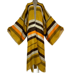 Warm Striped Maxi Kimono Cardigan - WINI