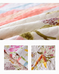 Double Bed Cotton Printed Floral Rose 3 Piece Quilted Quilt Pillowcase Free Shipping