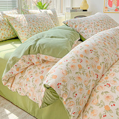 2025 Washed Cotton Double Yarn Single Quilt Cover Simple Wind Ins Wind Small Floral Korean Version Duvet Skin Friendly Bedding