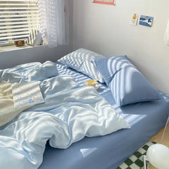 High Quality Bedding Set Boys Girls Twin Queen Size Washed Cotton Sheet Pillowcase Bed Linens Adults Home Textiles No Filler