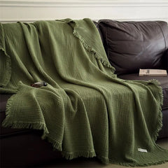 Class A knitted fringed pure cotton six-layer gauze blanket 100 cotton shawl blanket retro sofa nap blanket