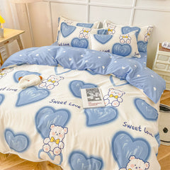 Spring Bedding Set Fashion Cartoon Kids Single Double Queen Size Flat Sheet Duvet Cover Pillowcase Bed Linens Home Textile