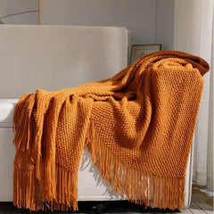 2025 new room tassel towel blanket sofa towel bedside blanket bedside flag hotel blanket