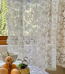 French Curtains Lace Gauze for Living Room Cream Retro Wavy Edge Bedroom Bay Window Girl Embroidery Curtain Door Decor Custom