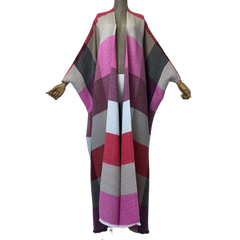 Plaid Pleated Long Cardigan - WINI