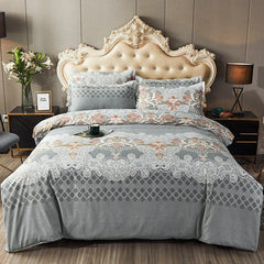 4pcs Set Winter Soft Nordic Double Bed Bedding Set Luxury Jacquard Non-irritating Sheet Quilt Cover Pillowcase 200x230cm