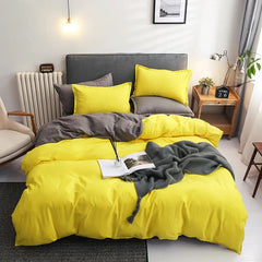 Solid Color Bedding Set Orange Grey Single Double Size Bed Linen Duvet Cover Pillowcase No Fillings Kids Adult Home Textile