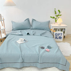 1/3Pc Korean Princess Elegant Handmade Flowers Embroidery Quilted Summer Quilt Bedspread Air-conditioning Skin-friendly Blanket
