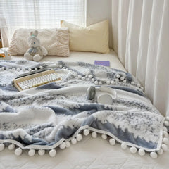 1pc two-color jacquard star velvet Dream Talk ball blanket, comfortable and breathable, dopamine color series, festival gift