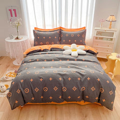 100% Cotton Green Plaid Bedding Set,Nordic Bed Cover 90,Skin Friendly, Duvetcover&2pcs Pillowcase,No Bed Sheet