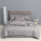 Nordic Sliver Grey Stripes 100% Egyptian Cotton Jacquard Bedlinens Queen King Size Set Fitted Sheet Duvet Cover Bedding