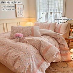 3pcs Floral Duvet Cover Set Pillowcases No Filling Korean lace bedding set Twin Single Queen Size Girls Bedding Linen