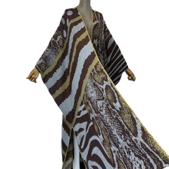 Cozy Retro Print Maxi Cardigan - WINI