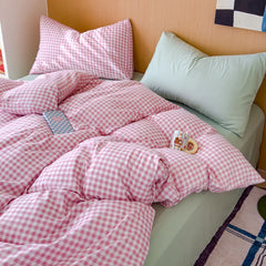 Ins Simple Blue Dot Bedding Sets 2025 New Girls Bed Sheet Set Four Piece With Pillowcases Dormitory Quilt Set No Filling