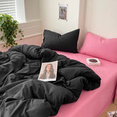 Black Rose Bedding Set Solid 3/4pcs Home Linens Contrast Duvet Cover Pillowcase Flat/Fitted Sheet King Brife Sexy Room Decor