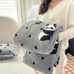 1 piece pink white flannel panda fleece soft and comfortable blanket nap blanket suitable for sofa bed sofa office suitable