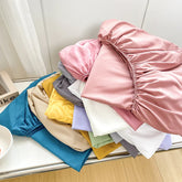 1Pc Fitted Bed Sheet With Elastic Band Solid Color Anti-slip Adjustable Mattress Cover for Single Double King Queen Bed