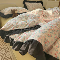 Hepburn French Style Bedding Set For adults kids Brown pink Flat fitted Sheet set With Pillowcases Colorful King Queen Full size