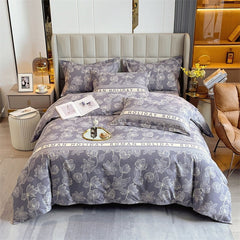 4pcs Autumn and Winter Thickening Soft Bedroom Bedding Set Home Textile Geometric Pattern Sheet Quilt Cover Pillowcase