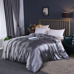 Duvet Cover Luxury Satin Single Double Queen Size Quilt Cover Home Comfortable Solid Color Zipper Bedding Cover