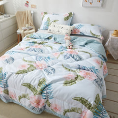 Cute Space Bear Printed Spring Summer Comforter Adults Children Soft Breathable Quilting Quilt Single Double Bed Blanket Quilts