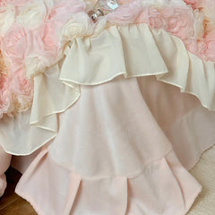 Three-Dimensional Rose Flowers Lace Ruffles Princess Wedding Bedding Set Warm Milk Velvet Duvet Cover Bed Sheet Pillowcases 4Pcs
