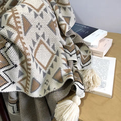 Simple Knitted Woolen Blanket Bohemian Tapestry Winter Travel TV Nap Blankets Air Condition Blankets Home Bed Decorative