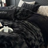 Luxury Brand New Black Plush Shaggy Duvet Cover Set Winter Warm Fur Fluffy Velvet Noble Bedding Set Bed sheet Soft Velvet 4pc