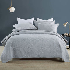 Plain 100% Cotton Quilt Set 3PC Bedspread on Bed Embroidered Bed Cover King Queen Summer Coverlet Blanket for Bed