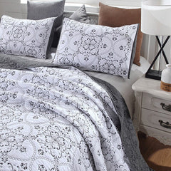 100% Cotton Embroidered Butterfly Flower 3pcs Printed Quilted Quilt Pillowcase Free Shipping
