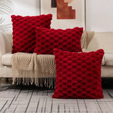 Red Pineapple Grid Turtle Pattern 3D Soft Plush Throw Pillowcase,Cushion Cover for Living Room Sofa Bedroom Home Room Decor 45CM