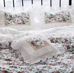 Romantic Ruffle Lace Cushion Cover ,100% Cotton Cloth Pillow Covers Decorative , Bed Throw Pillow Case , Sofa Cushion No Core