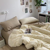 Ins Wind Four-Piece Bed Set Product Washed Cotton Sheet And Quilt Set Three-Piece Quilt Cover Dormitory Bedding