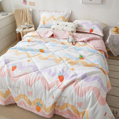Cute Space Bear Printed Spring Summer Comforter Adults Children Soft Breathable Quilting Quilt Single Double Bed Blanket Quilts