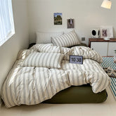 Cotton Japanese Duvet Cover Fitted Flat Sheet Pillowcase Set No Filling Single Double King Size Ins Style Bedding Kit