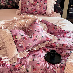 100% Cotton! Floral Bedding Set Romantic For Women Duvet Cover Set 4pcs Bedding for Winter Bed Sheet Pillowcases Home Textiles