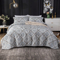 100% Cotton Handmade Geometric Grey 3pcs Printed Quilted Quilt Pillowcase Free Shipping