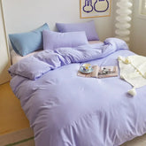 Solid Color Brushed Fabric Bed Sets 4 Pieces Duvet Cover Pillowcase Bedding Set Bed Sheet Quilt Cover Single Queen King Size