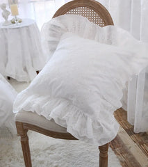 Off White Ruffle Lace Sofa Cushion Cover, Pillowcase, Decorative, Luxury, Home Decor