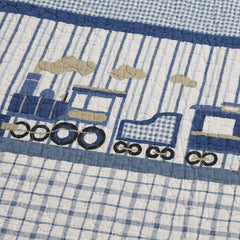100% Cotton Small Train Kid's Quilt 3pcs Embroidered Quilted Quilt Pillowcase Free Shipping