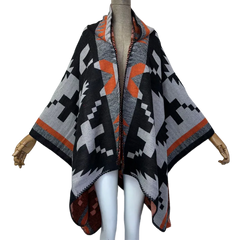 Pre Order : Hooded Midi Boho Poncho Cardigan - WINI