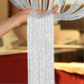 100x200CM Living Room String Curtain Shiny Tassel Silver Line Solid Color Window Home Door Divider Curtain