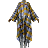 Plaid Long Tassel Cardigan - WINI